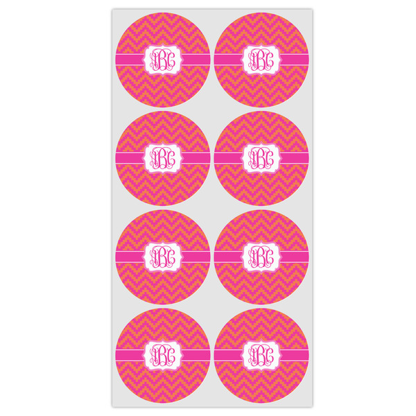 Pink & Orange Chevron Icing Circle - Medium - Set of 8