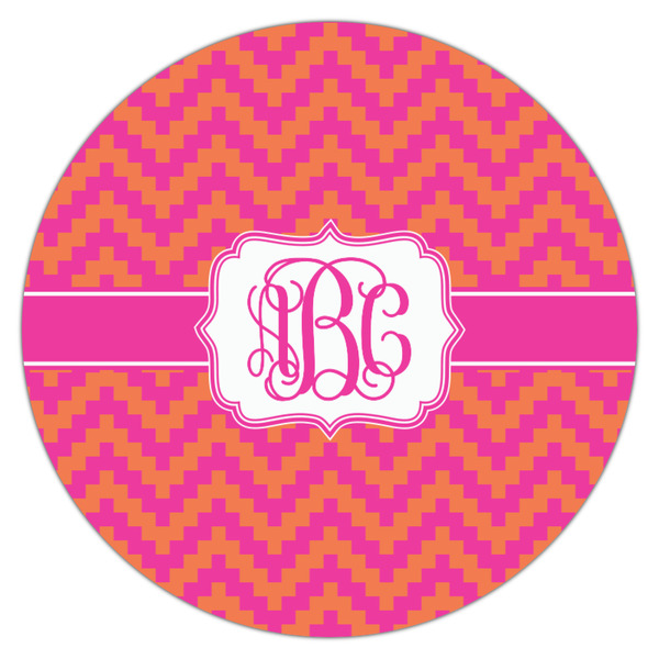 Pink & Orange Chevron Icing Circle - Medium - Single