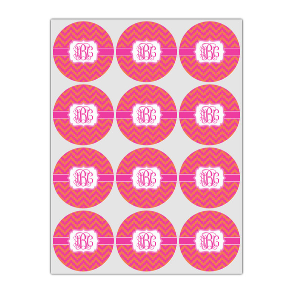 Pink & Orange Chevron Icing Circle - Small - Set of 12