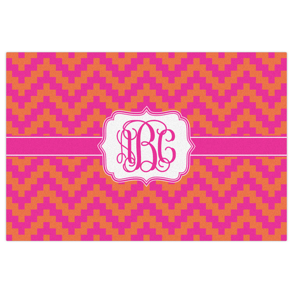 Pink & Orange Chevron Indoor / Outdoor Rug - 2'x3' - Front Flat