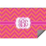 Pink & Orange Chevron Indoor / Outdoor Rug - 6'x8' w/ Monogram