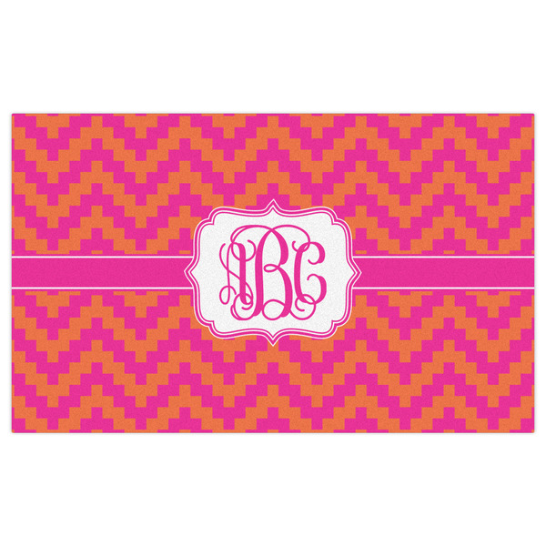 Pink & Orange Chevron Indoor / Outdoor Rug - 3'x5' - Front Flat
