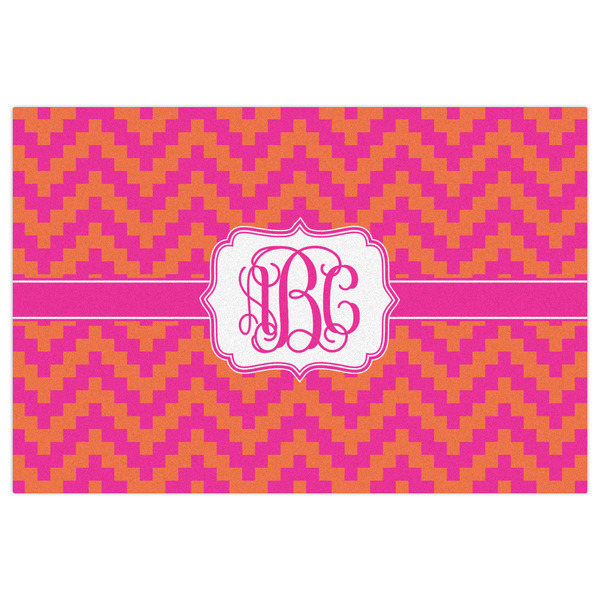 Pink & Orange Chevron Indoor / Outdoor Rug - 4'x6' - Front Flat