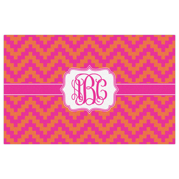 Pink & Orange Chevron Indoor / Outdoor Rug - 5'x8' - Front Flat