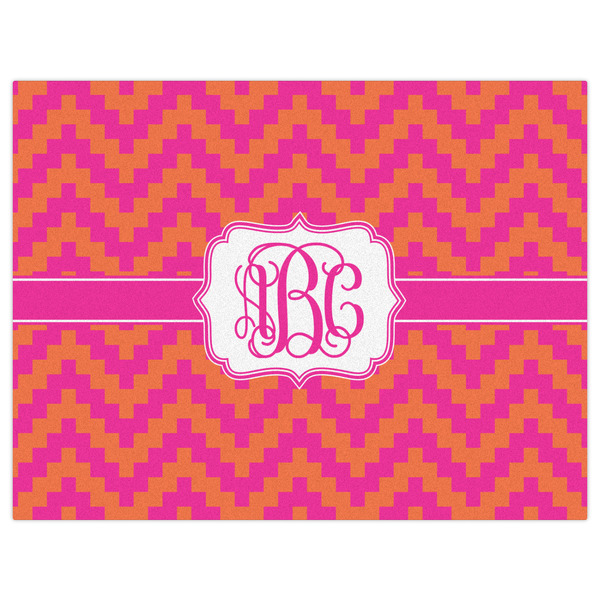 Pink & Orange Chevron Indoor / Outdoor Rug - 6'x8' - Front Flat