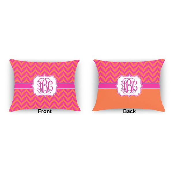 Pink & Orange Chevron  Indoor Rectangular Burlap Pillow (Front and Back)