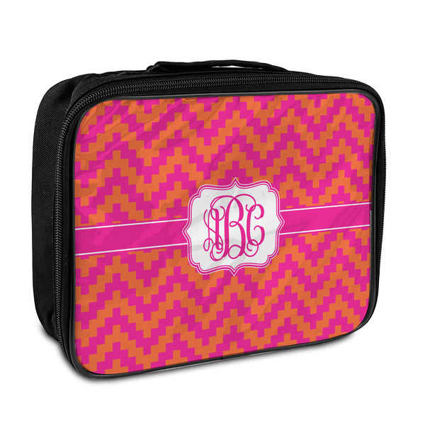 Custom Pink & Orange Chevron Insulated Lunch Bag (Personalized)