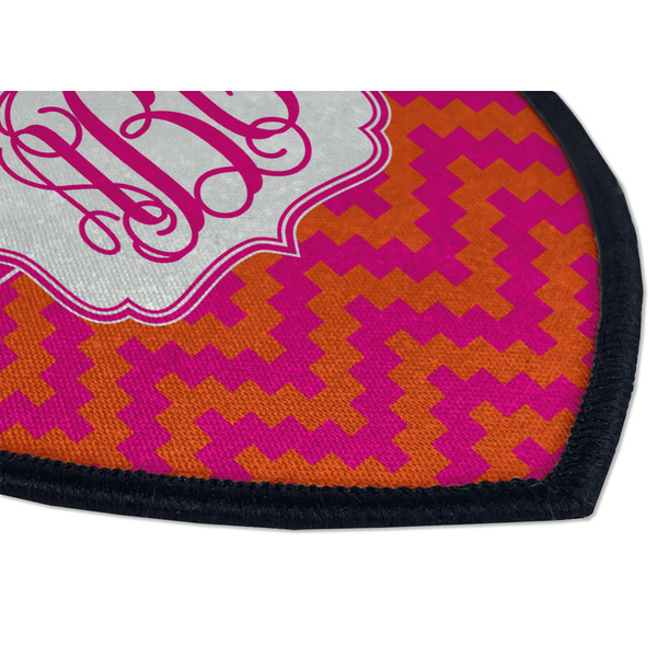 Pink & Orange Chevron Iron on Shield 3 Detail