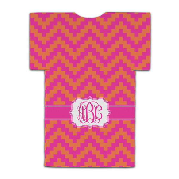 Pink & Orange Chevron Jersey Bottle Cooler - BACK (flat)