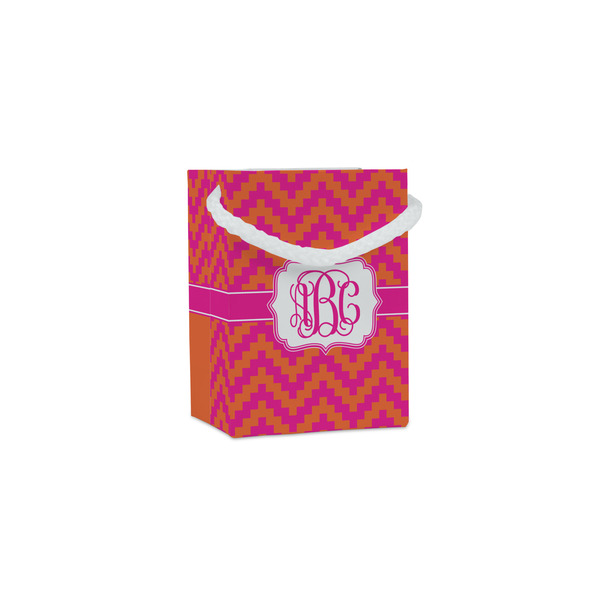 Custom Pink & Orange Chevron Jewelry Gift Bags (Personalized)