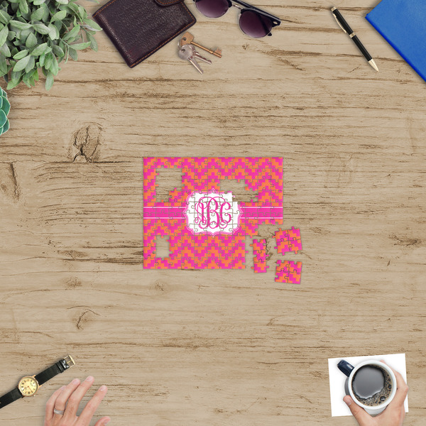 Pink & Orange Chevron Jigsaw Puzzle 110 Piece - In Context