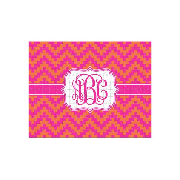 Custom Pink & Orange Chevron 252 pc Jigsaw Puzzle (Personalized)
