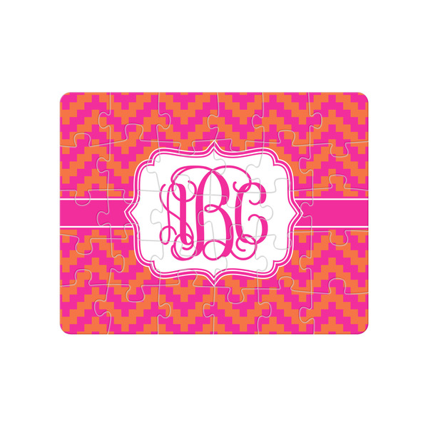 Custom Pink & Orange Chevron 30 pc Jigsaw Puzzle (Personalized)