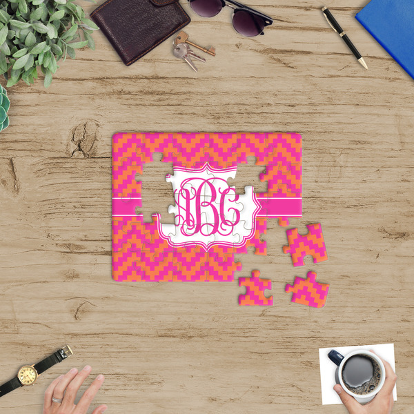 Pink & Orange Chevron Jigsaw Puzzle 30 Piece - In Context