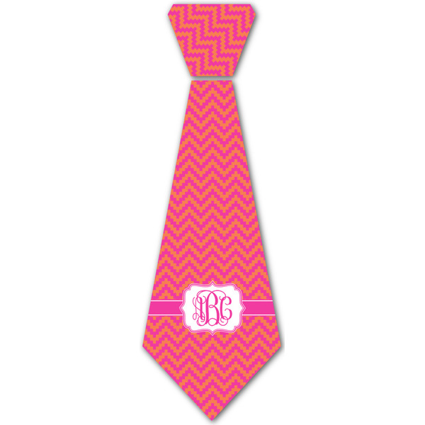 Custom Pink & Orange Chevron Iron On Tie - 4 Sizes w/ Monogram