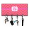 Pink & Orange Chevron Key Hanger w/ 4 Hooks & Keys