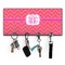 Pink & Orange Chevron Key Hanger w/ 4 Hooks w/ Monogram