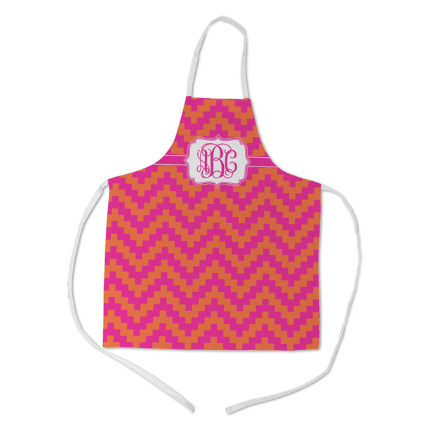 Custom Pink & Orange Chevron Kid's Apron w/ Monogram