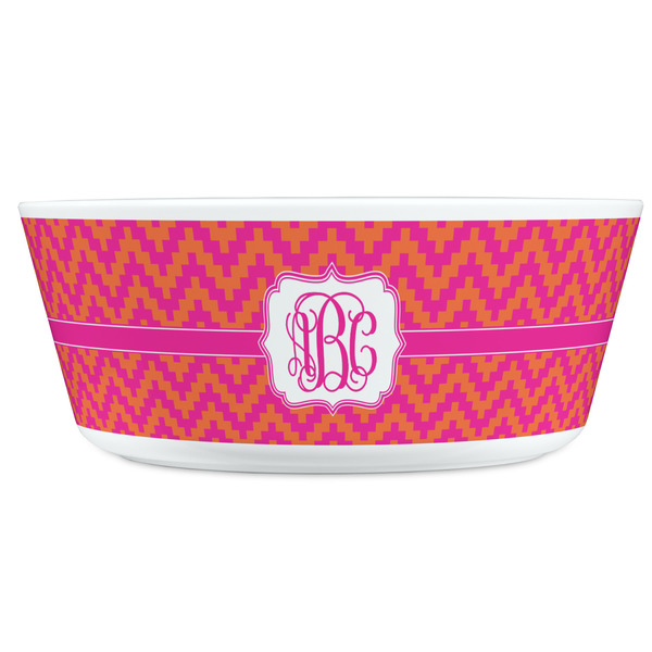 Pink & Orange Chevron Kids Bowls - FRONT