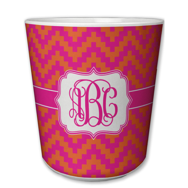 Custom Pink & Orange Chevron Plastic Tumbler 6oz (Personalized)
