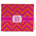 Pink & Orange Chevron Kitchen Towel - Poly Cotton w/ Monograms