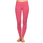 Pink & Orange Chevron Ladies Leggings - Extra Large