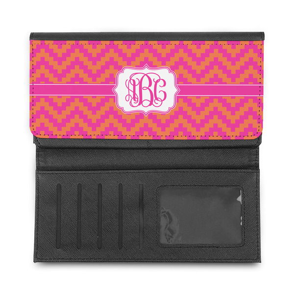 Pink & Orange Chevron Ladies Wallet - Half Way Open