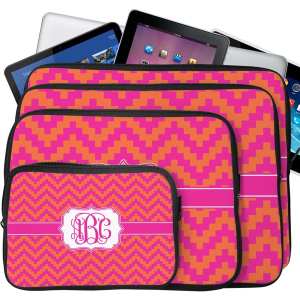 Pink & Orange Chevron Laptop Case Sizes