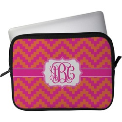 Pink & Orange Chevron Laptop Sleeve / Case (Personalized)