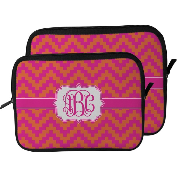 Pink & Orange Chevron Laptop Sleeve (Size Comparison)