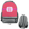 Pink & Orange Chevron Large Backpack - Gray - Front & Back View