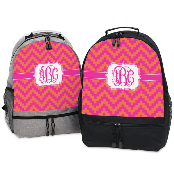 Pink & Orange Chevron Large Backpacks - Both