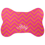 Pink & Orange Chevron Bone Shaped Dog Food Mat (Personalized)
