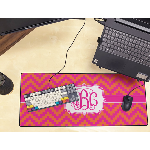 Pink & Orange Chevron Large Gaming Mats - LIFESTYLE
