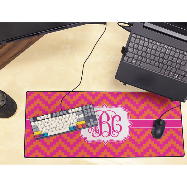 Pink & Orange Chevron Large Gaming Mats - LIFESTYLE