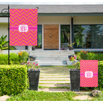 Pink & Orange Chevron Large Garden Flag - Double Sided (Personalized)