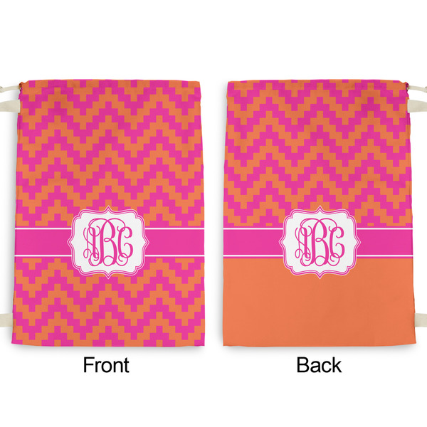 Pink & Orange Chevron Large Laundry Bag - Front & Back View