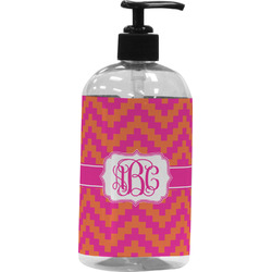 Pink & Orange Chevron Plastic Soap / Lotion Dispenser (Personalized)