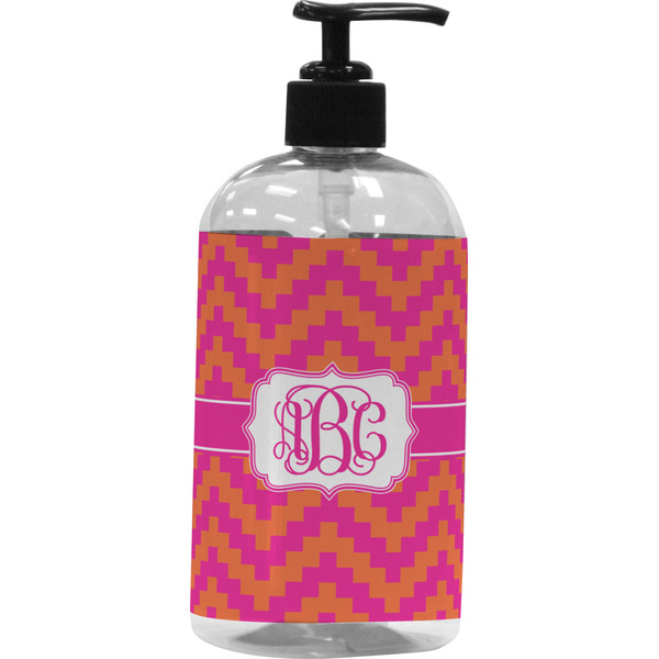 Custom Pink & Orange Chevron Plastic Soap / Lotion Dispenser (Personalized)