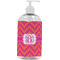 Pink & Orange Chevron Plastic Soap / Lotion Dispenser (16 oz - Large - White) (Personalized)