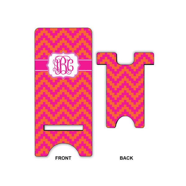 Pink & Orange Chevron Large Phone Stand - Front & Back