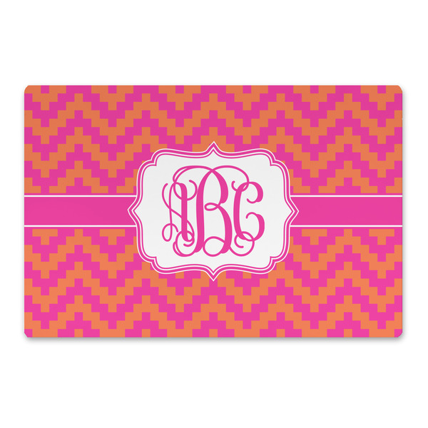 Custom Pink & Orange Chevron Large Rectangle Car Magnet (Personalized)