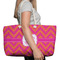 Pink & Orange Chevron Large Rope Tote Bag - In Context View