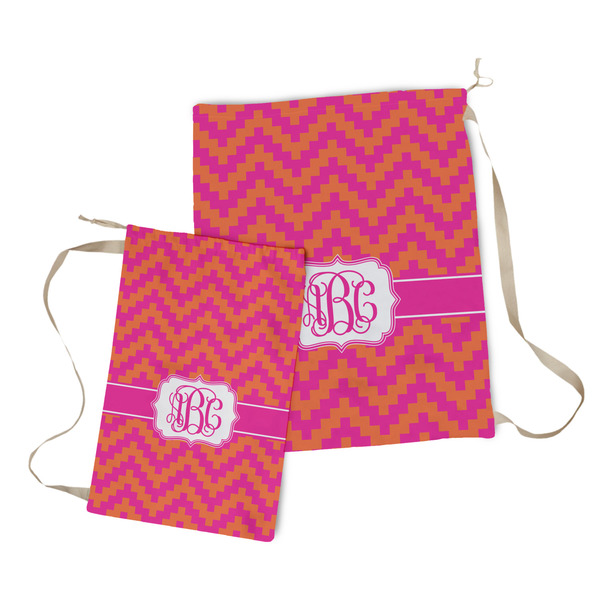 Pink & Orange Chevron Laundry Bag - Both Bags