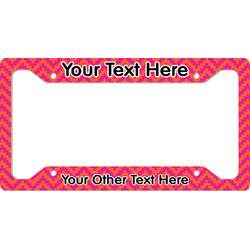 Pink & Orange Chevron License Plate Frame - Style A (Personalized)