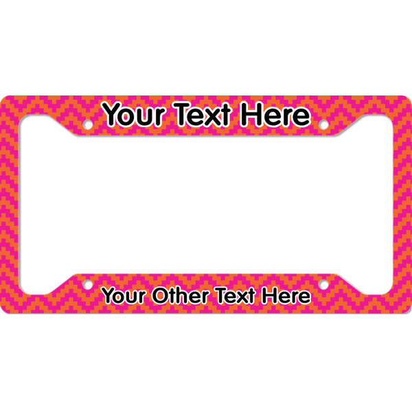 Custom Pink & Orange Chevron License Plate Frame - Style A (Personalized)