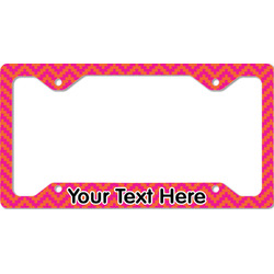 Pink & Orange Chevron License Plate Frame - Style C (Personalized)