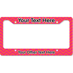 Pink & Orange Chevron License Plate Frame - Style B (Personalized)