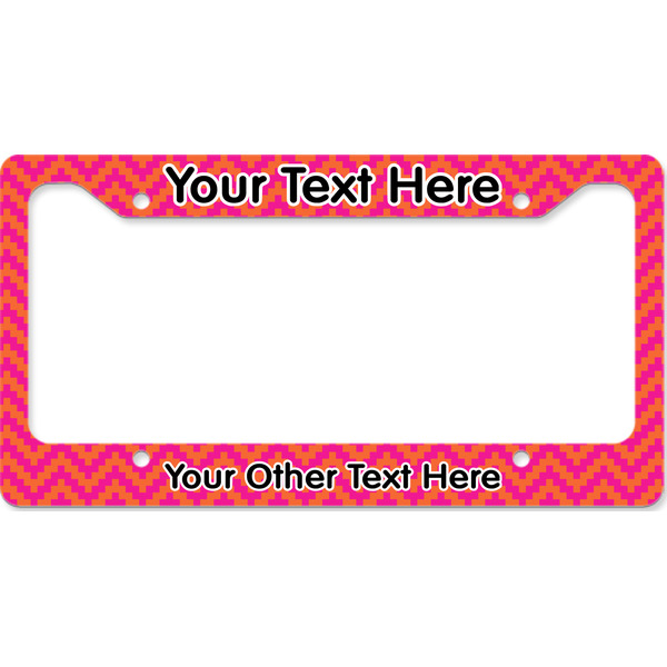 Pink & Orange Chevron License Plate Frame Wide