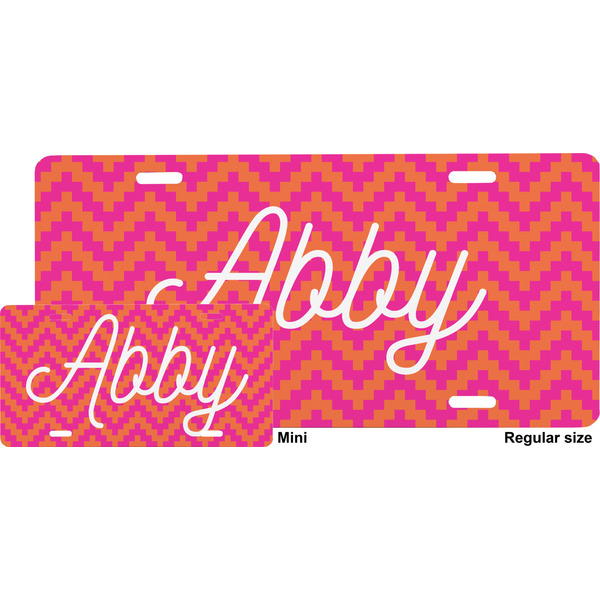 Pink & Orange Chevron License Plate (Sizes)
